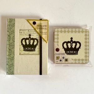 POSHER CHEAP😋 NWT ROYAL CROWN WINDOW JOURNAL AND COASTER SET 🥃 🖋